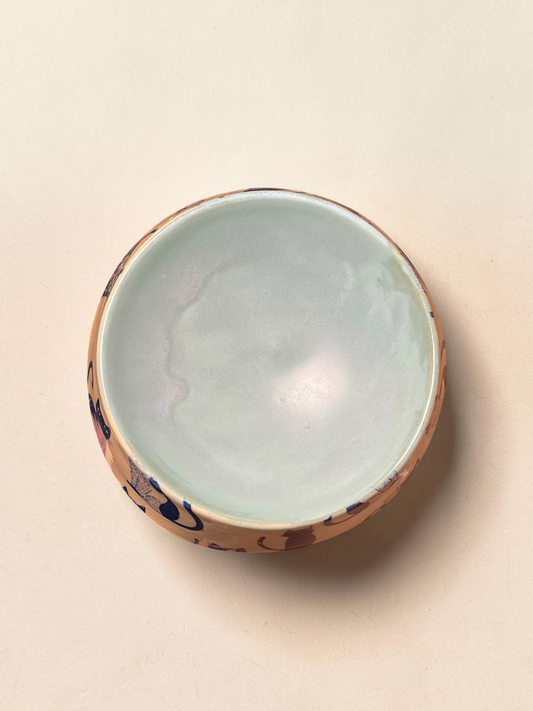 Blue cat print bowl